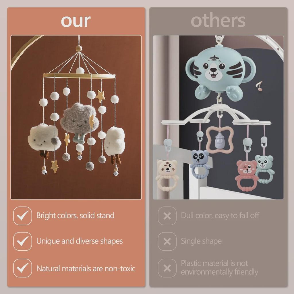 Handmade Plush Cloud and Star Baby Bed Chime