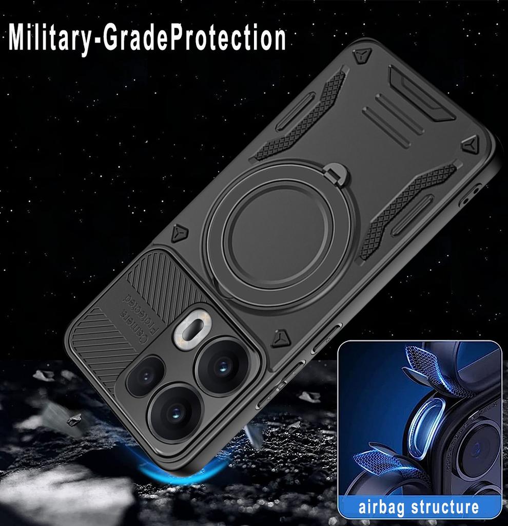For Oppo Reno13 Pro 5G Magnetic Case Shockproof TPU + PC Phone Back Cover with Kickstand