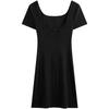 Audrey Hepburn Style Sexy U-Neck Slim Fit Short Sleeve Dress Women Dresses Space-Black J223961