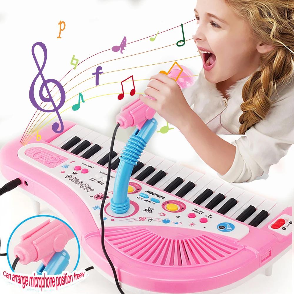 Chriyungel Kids Electronic Piano Keyboard with Microphone 61 / 37 Keys Organ Musical Instrument Toy Gift for Child Beginners