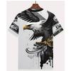 Boys' Short-Sleeved 3D Digital Print Casual T-Shirt with Eagle Design