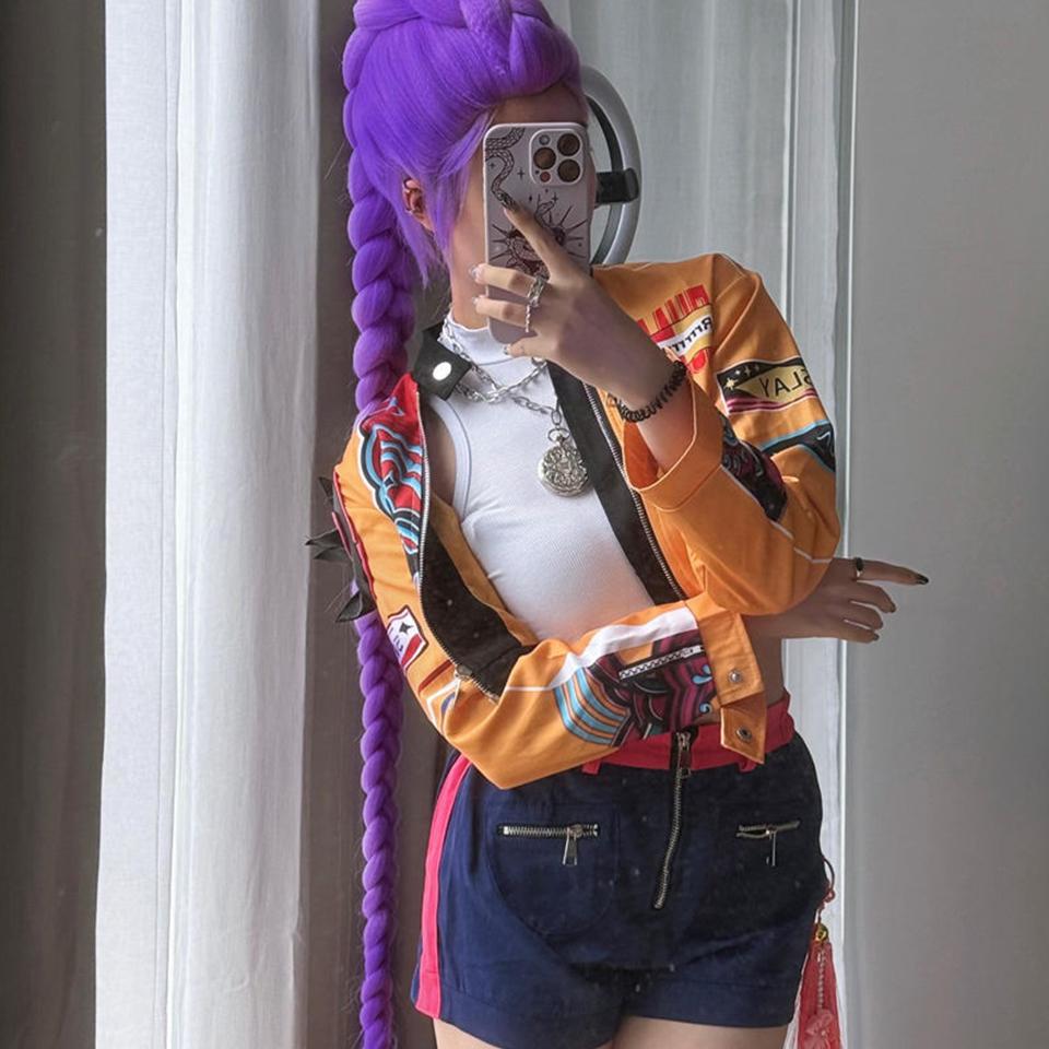 Синтетический косплей-парик Женский фиолетовый парик на всю голову с одним хвостиком Подходит для косплея на Хэллоуин и Рождество