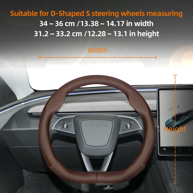 Suitable for Tesla Ultra-Thin Breathable Leather Steering Wheel Cover Suitable for Model 3 Y X S 2024