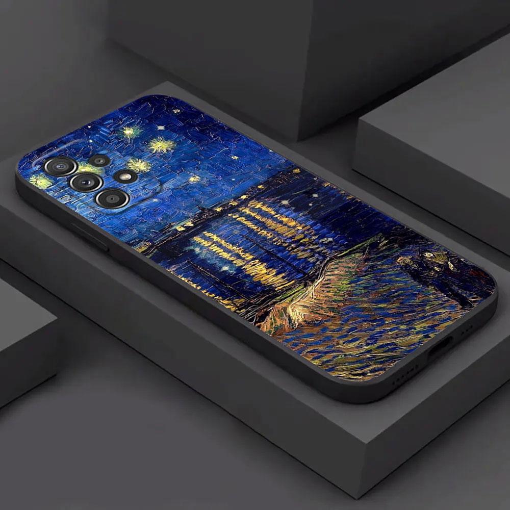 Ван Гог Миндальные цветы Подсолнух Звездная ночь Для Samsung A55 Чехол A54 A52S A53 A51 A34 A35 A33 A32 A50 A72 A71 A30 A7 A9 Мягкий чехол