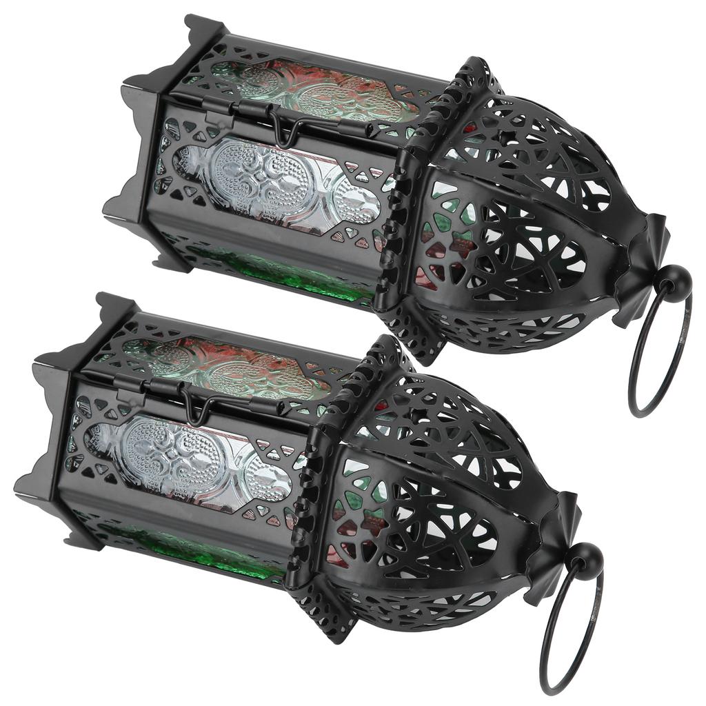 2Pcs Vintage Castle Candle Holder Black Retro Iron Metal Wedding Home Decorations