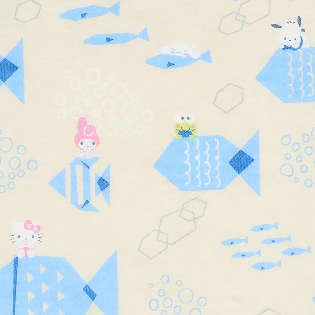 Sanrio Baby Organic Handkerchief with Fish and Sanrio W X D X 306614 Skin-Friendly Characters, Cotton, Approx. 9.9" 0.2" 9.9" H, Baby/Children's Gift,