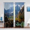 Горы Пейзаж Прозрачная Вуаль Шторы Озеро Отражение Воды Деревья Осенние Окна Тюлевые Шторы для Гостиной Шторы Декор