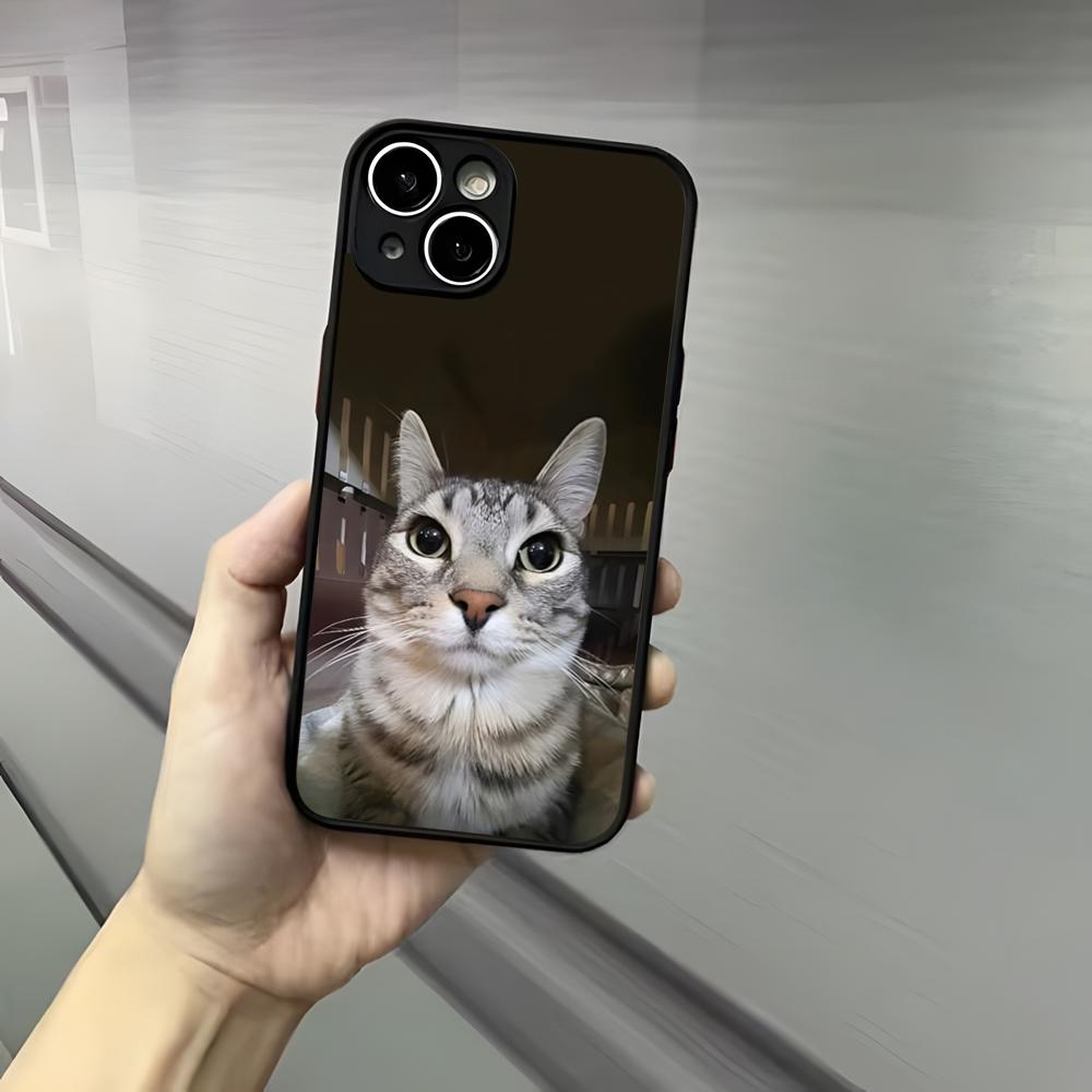 Милый Забавный Кот Кошки Чехол для Телефона Для Iphone 17 16 15 14 13 12 Pro Max Xr Air Plus Ощущение Кожи Черный Жесткий Чехол-Накладка