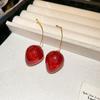 Cute Red Transparent Acrylic Resin Cherry Long Dangle Earrings For Women Gift