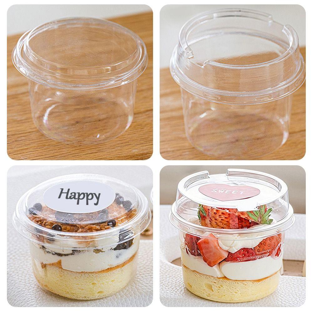 50PCS Plastic Material Salad Cups Transparent Bowl Dessert Cups Yogurt Cup Coconut Milk Jelly