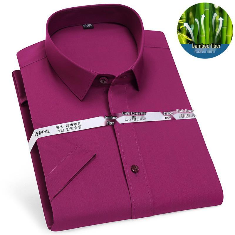 Golden Shield Men's Short Sleeve Bamboo Fiber Non-Iron Business Shirt