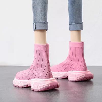 Эластичные носки, женские ботинки, осень 2023, обувь с высоким берцем Flyknit, модные женские сапоги-носки