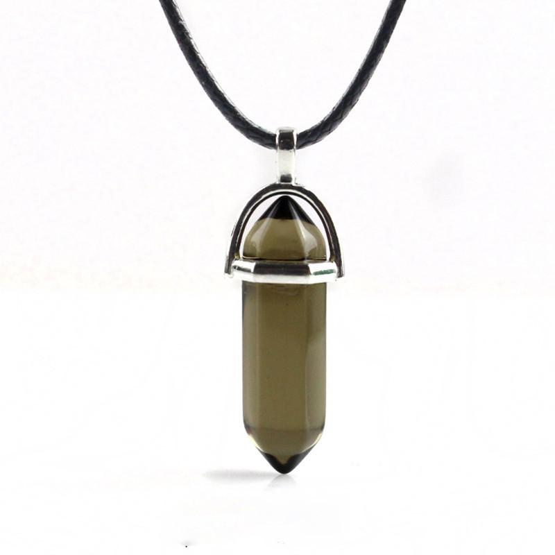 Красивое ожерелье из натурального кристалла с уникальным шестиугольным кулоном для исцеления