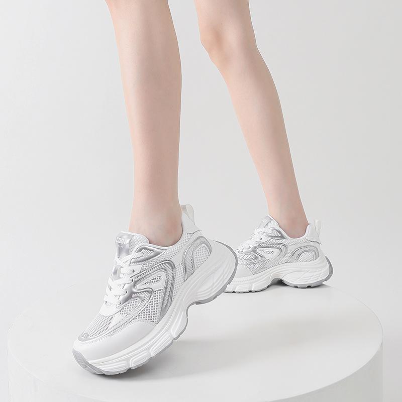 Thick-soled Sports Dad Shoes Women's Summer Thin Mesh Breathable Casual Shoes Versatile Height-increasing Ins Tide Lightweight Shoes