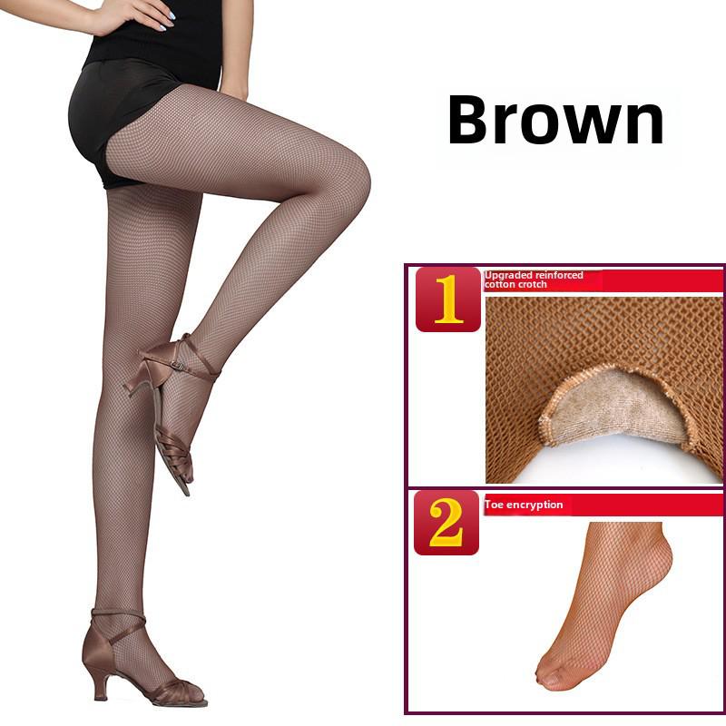 Колготки для латиноамериканских танцев цвета карамели с закрытыми пальцами и хлопковой промежностью, идеально подходят для профессиональных соревнований.