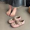 Inner Height Increase French Flat-bottomed Lace Bow Mary Jane Shoes Spring and Summer New Skirt Women's Casual Shoes