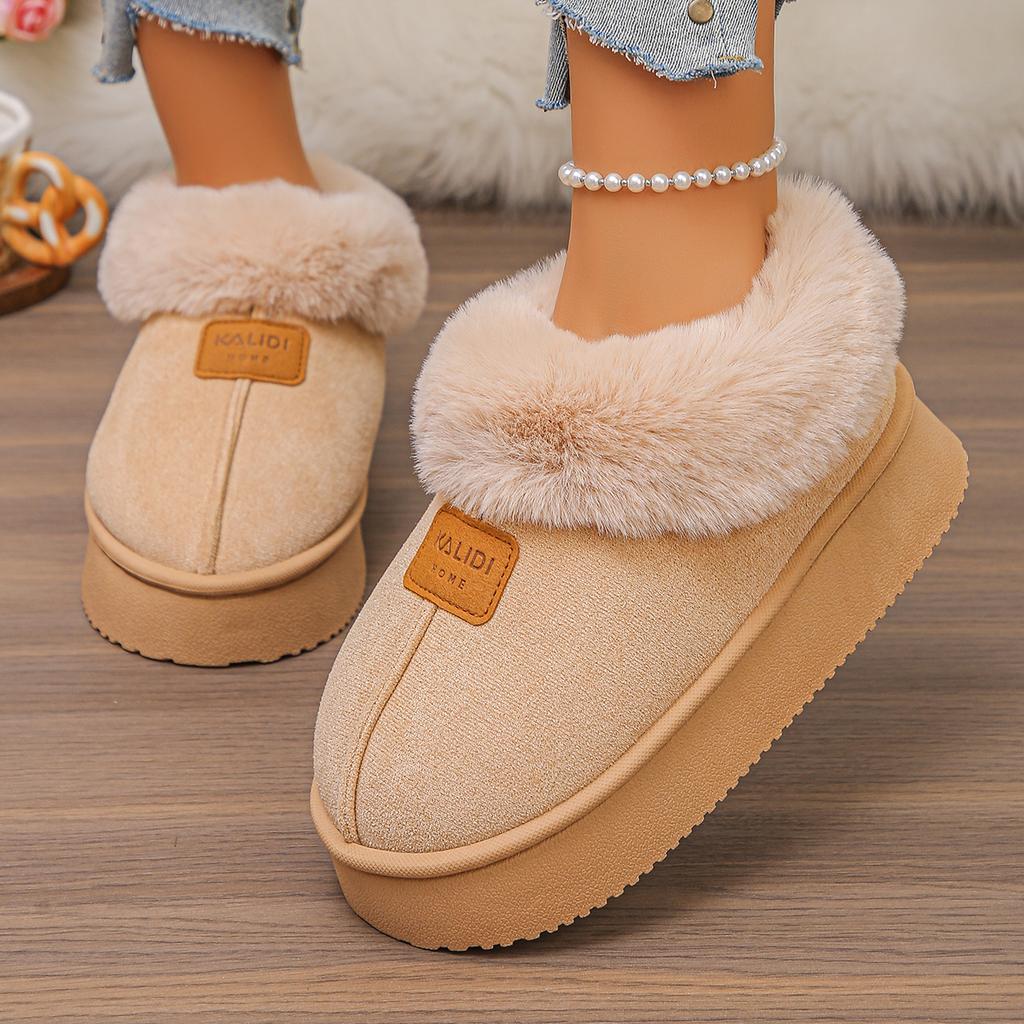 Теплые зимние женские сноубутсы из искусственного меха 2025 Мягкая толстая подошва Слипоны Пушистые ботильоны Модные новый стиль Замшевые Нескользящие ботильоны
