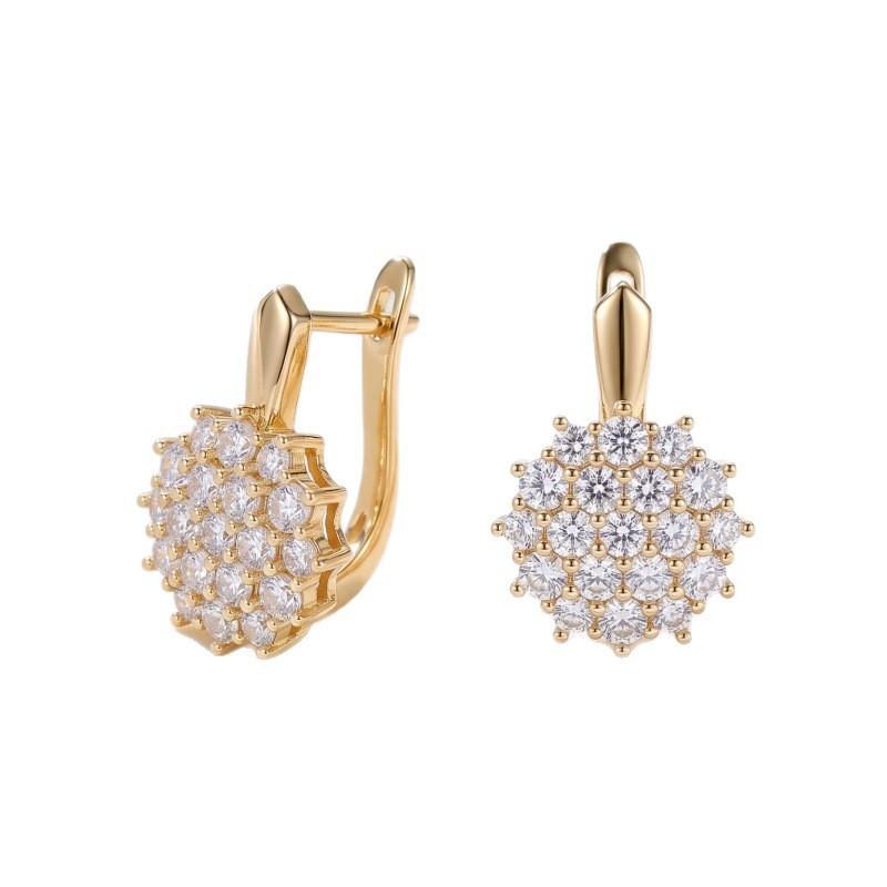 Hot Sale Fashion Copper Inlaid Zircon Ear Buckles French Exquisite Flower Women's Earrings Geometric Personality Earrings