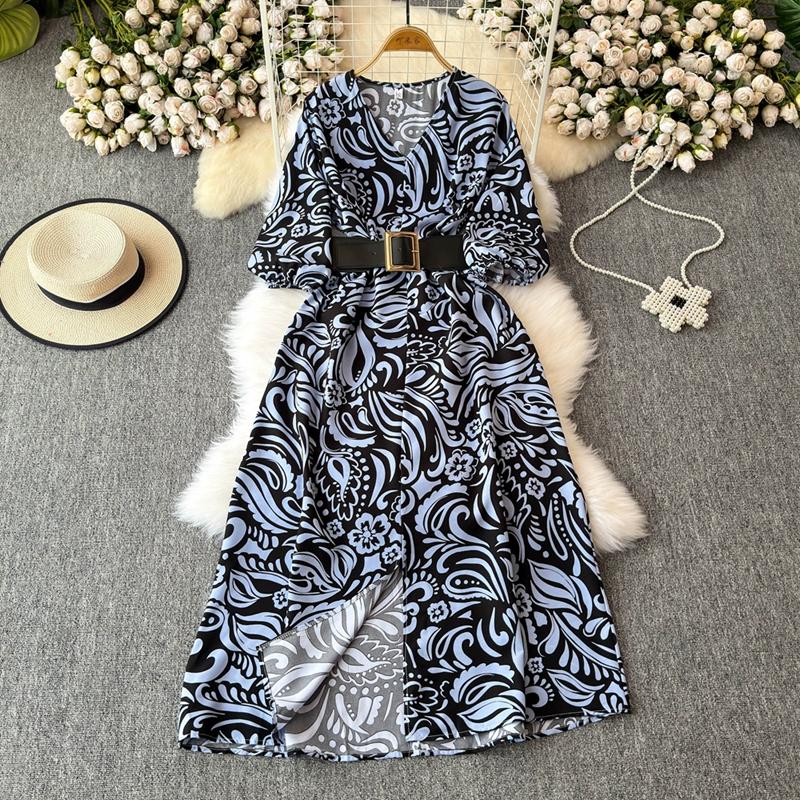 Французский стиль, длинное летнее новое женское платье, высококачественная фактура, изысканное платье с V-образным вырезом