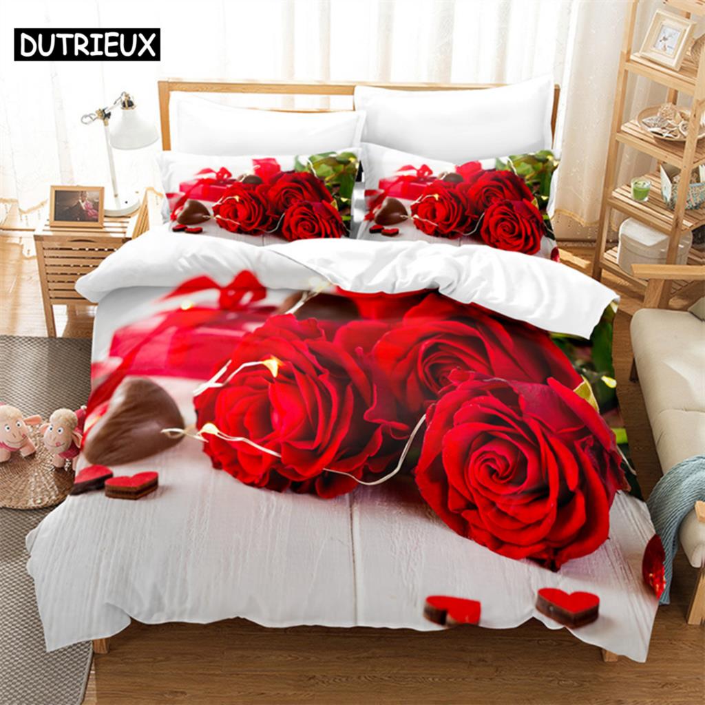 Роскошный комплект постельного белья Red Rose Queen, пододеяльник, комплект постельного белья, комплект постельного белья, пододеяльник King Size, комплект постельного белья