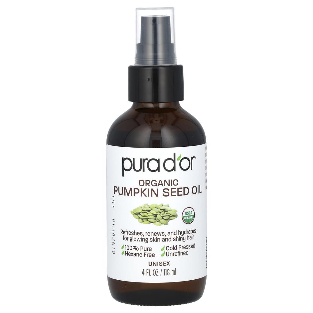 Pura D'or Organic Pumpkin Seed Oil, 4 Fl Oz (118 Ml)