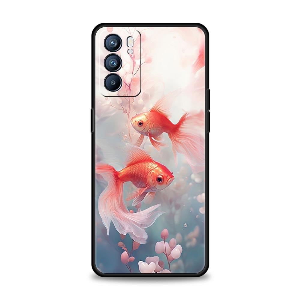 Чехол для телефона 'Золотая рыбка плывет' для Oppo A17 A31 A54 A57 A78 A79 A98 Find X5 X6 Reno 6 7 8 10 11 12 13 F Pro 5G Мягкий чехол из ТПУ Сумки