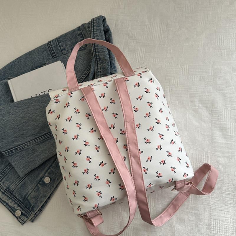 Женский цветочный рюкзак Стильный рюкзак для ноутбука Большой вместимости Студенческая школьная сумка Множество карманов Регулируемый ремень Нейлоновый рюкзак CLE