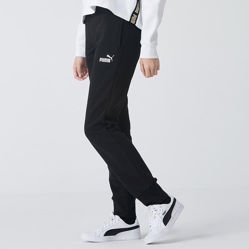 Puma Беговые тренировки на флисовой подкладке, дышащие повседневные длинные брюки, женские брюки, черные 586548-01
