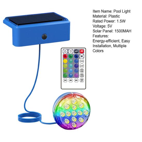 Подводный солнечный светильник для бассейна с дистанционным управлением IP68 водонепроницаемый светильник для бассейна RGB меняющий цвет светильник для надземного бассейна пруд