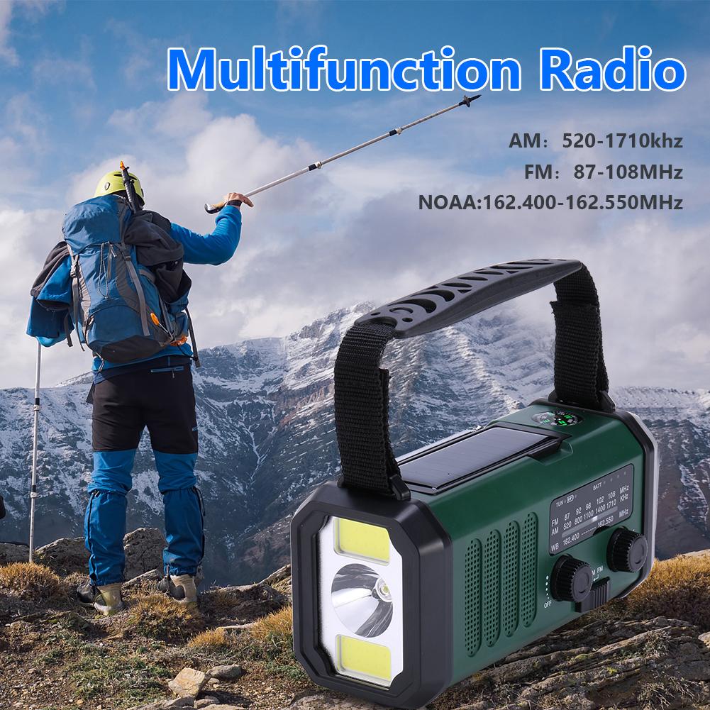 Светодиодный аварийный повербанк AM/FM/WB 10000 мАч Радио с ручным заводом Фонарик Лампа для чтения Аварийное радио Ручной завод Солнечная панель с компасом