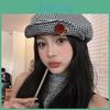 Stylish Korean Y2k Handmade Button Beret Hat For All Seasons With Vintage Pattern