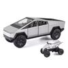 Zmart Cybertruck Silver Pickup Truck Diecast Metal Model with Sound and Lights, CYBERPUNK Pickup Diecast Alloy Miniature Car, Big Size