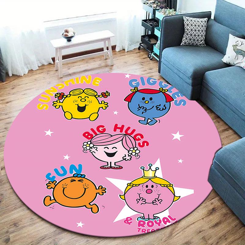 LittleMissMr Round Area Rug,Carpet Rug for Living Room Bedroom Sofa Playroom Decor,Non-slip Floor Mat