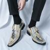 Men Glossy Leather Shoes Outdoor Platform Oxfords Thick Tottom Male Shoes Gold Casual Mens Pointed Toe Club Party Shoes Men