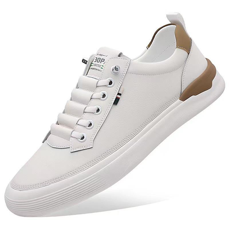 Мужские кроссовки Slip-On Soft Sole Leather Sneakers Весна/Лето 2024 — Повседневные, Универсальные, Белые