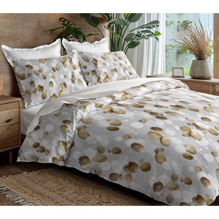 Parure de couette 3P "Louna" 240 x 220 cm Galet Gold Coton Pur