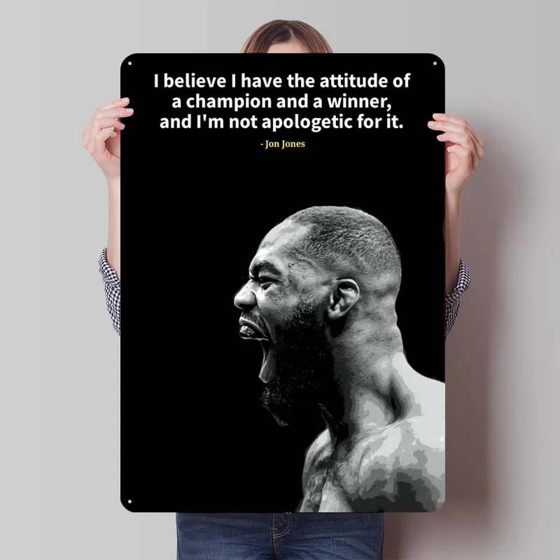Металлическая табличка Jon Jones Постеры по боксу Декор игровой комнаты Мужская Винтажная жестяная табличка Пластина для украшения настенного искусства Интерьер