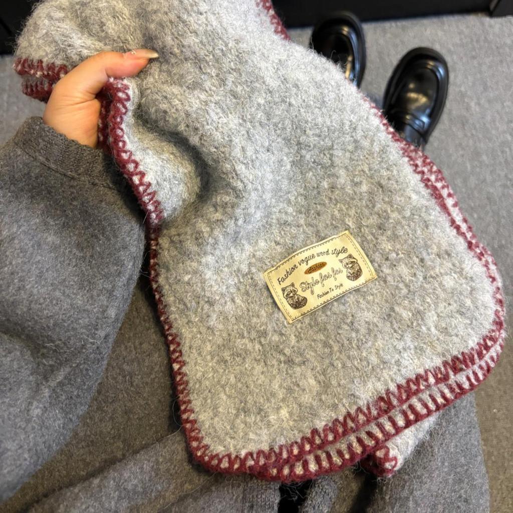 Retro Loose Knit Scarf: Thick, Warm, Versatile for Autumn & Winter