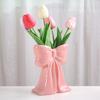 Керамическая ваза Yousheng с акцентом в виде банта Розовая Белая Бант/Сумка/Букет Цветочная ваза для гостиной Обеденной полки Стола Настольный декор