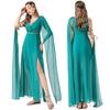 Greek Goddess Green Chiffon Costume Dress for Halloween or Christmas Carnival
