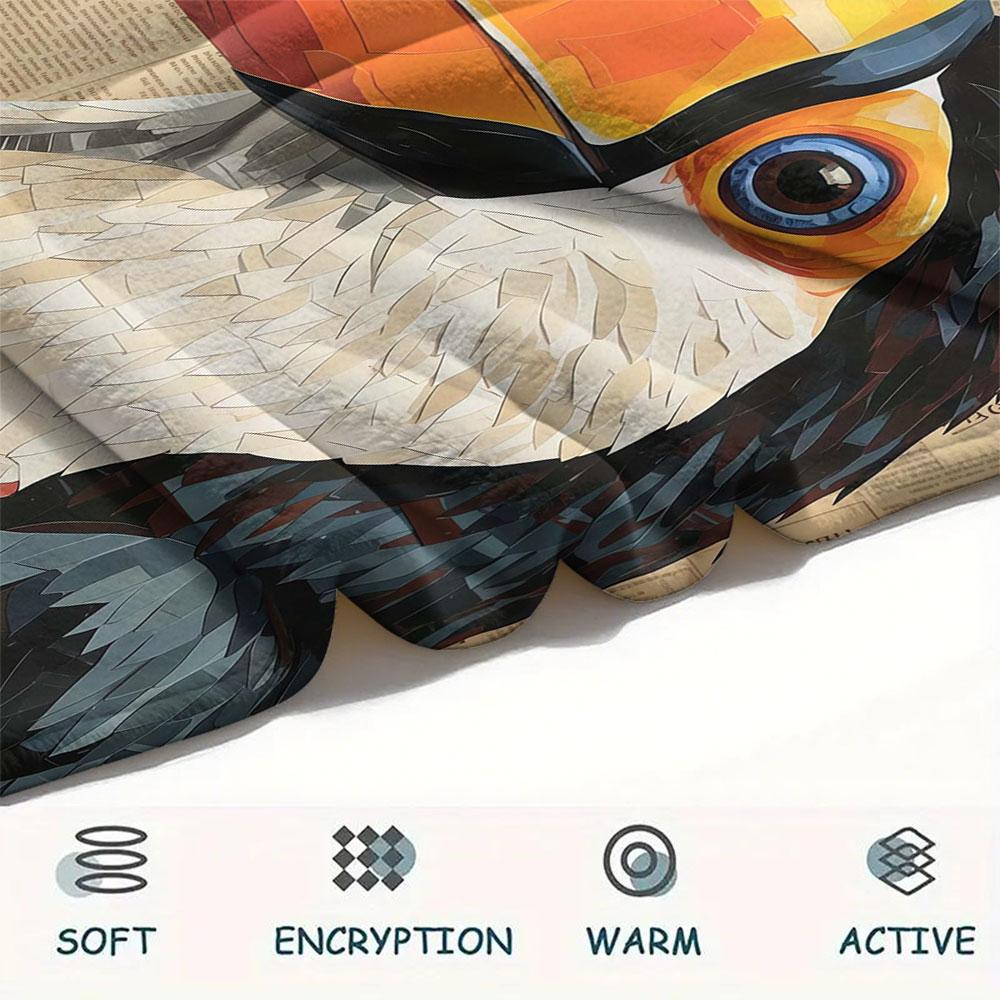 1Pc Stickerbird Print Flannel Blanket, High quality Comfortable for All Seasons, Home Decor, Warmth and Comfort, Perfect for Christmas Gifts