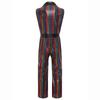Retro 1920s Disco Outfit for Men M-3XL Metallic Shiny Plaid V Neck Lapel Sleeveless Wide Leg Jumpsuit for Club Rave Stage