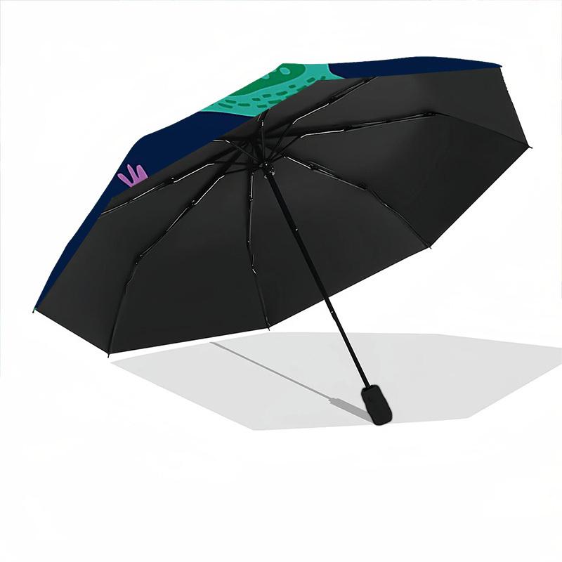 1pc Frogs Pattern Automatic Folding Umbrella - Windproof Compact Travel Umbrella with Auto Open/Close, 8-Rib Heavy-Duty Shaft for Women/Men A010