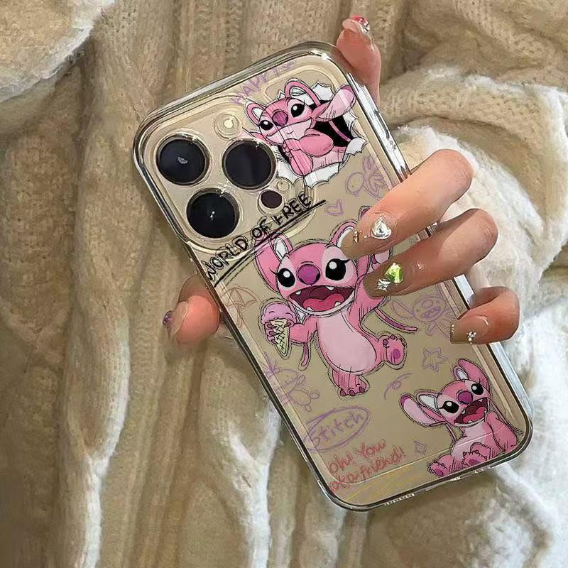 Мультяшный Стич Ангел Мороженое Космическая Ракушка для iPhone 14/15/16 Plus