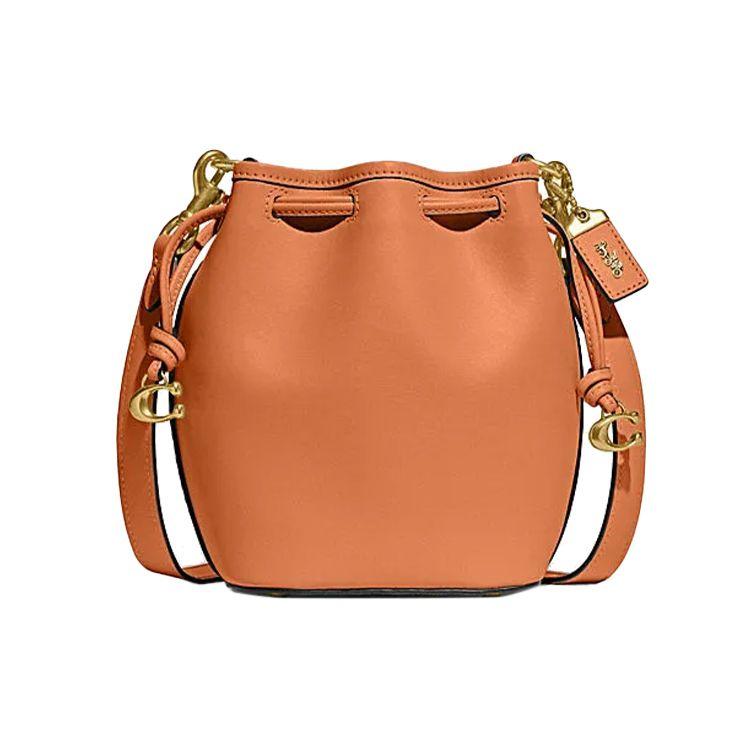 Coach Camila 17 Solid Color Carriage Logo Tag Hardware Drawstring Closure Bucket Bag Women bucket bag Orange CJ835-B4UC8
