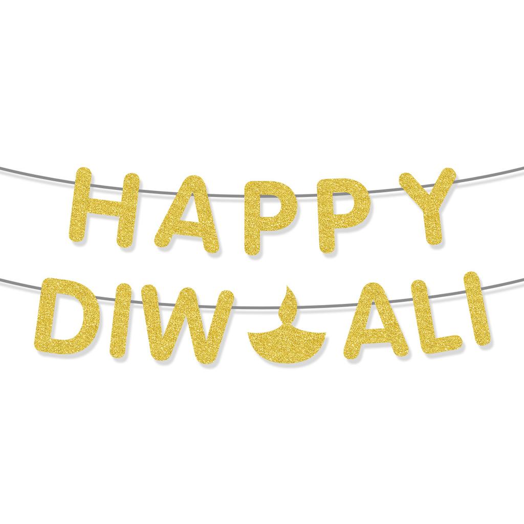 Индийская вечеринка Дивали Украшение для вечеринки Баннер Счастливый Дивали Алфавитный флаг
