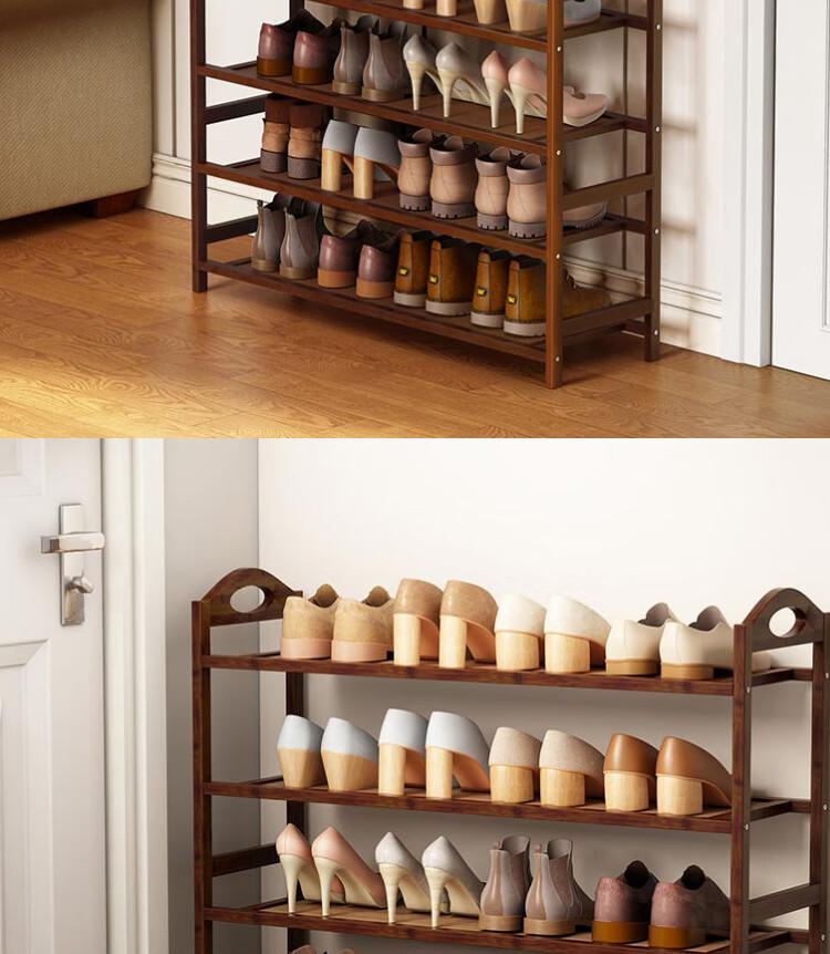 Multi layer shoe cabinet, shoe rack, home door, bamboo multifunctional, large capacity, simple, modern, brown storage rack