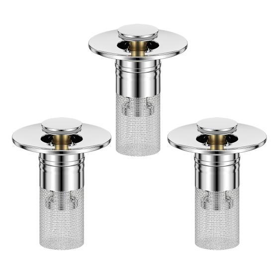 3/6Pcs Pop-up Sink Drain Filter Bathroom Sink Stopper Stainless Steel Filter Basket