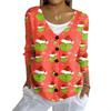 Women's Fashion Casual Knit Sweater Button-Up Christmas Print Cardigan Jacket