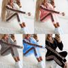 2024 Fall and Winter New Women's Leopard Print Zipper Sweater Pants Plus Size Suit